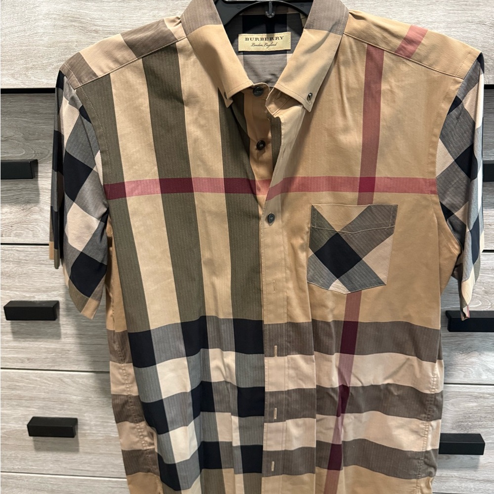 Burberry Multicolor Check Short-Sleeve Button-Down Shirt